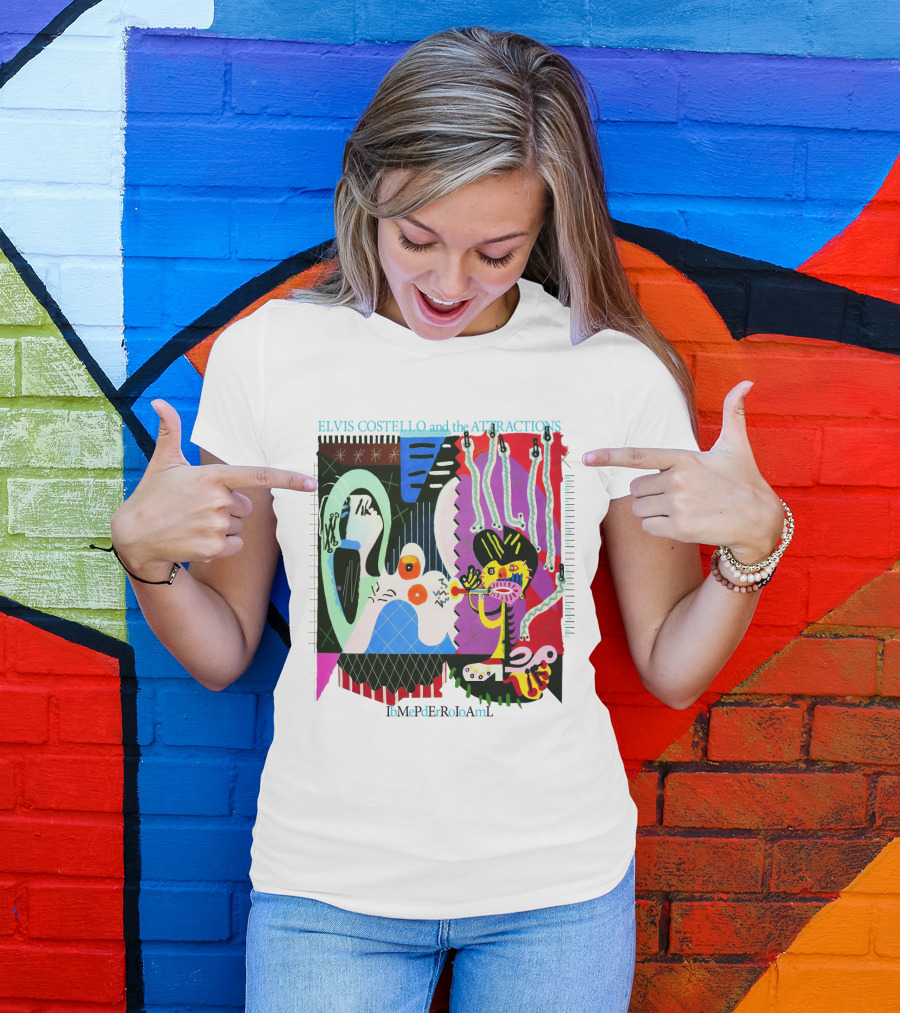Elvis Costello And The Attractions Ibmepderroioaml Imperial Bedroom Vibrant Abstract Artwork T-Shirt