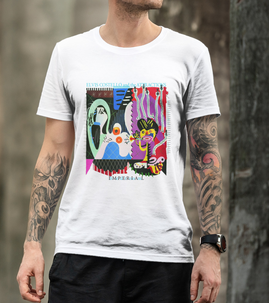 Elvis Costello And The Attractions Ibmepderroioaml Imperial Bedroom Vibrant Abstract Artwork T-Shirt
