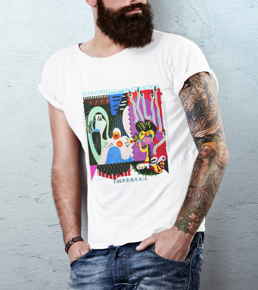 Elvis Costello And The Attractions Ibmepderroioaml Imperial Bedroom Vibrant Abstract Artwork T-Shirt