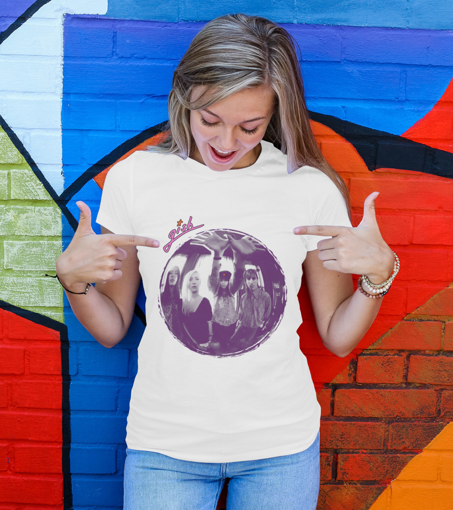 The Smashing Pumpkins Gish Album Band Photo With Purple Circle And Text T-Shirt