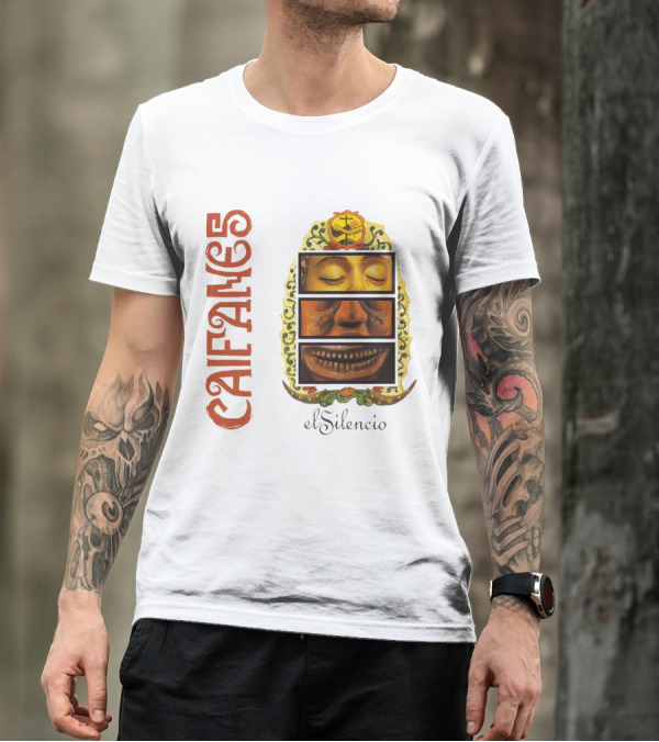 Caifanes El Silencio Aztec-Inspired Face Art In Yellow And Brown T-Shirt