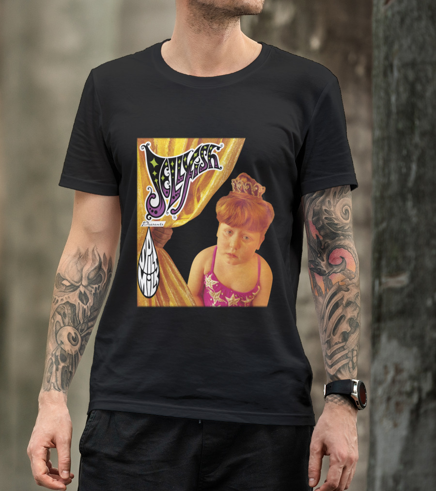 Jellyfish Presents Spilt Milk Girl With Tiara And Curtain T-Shirt