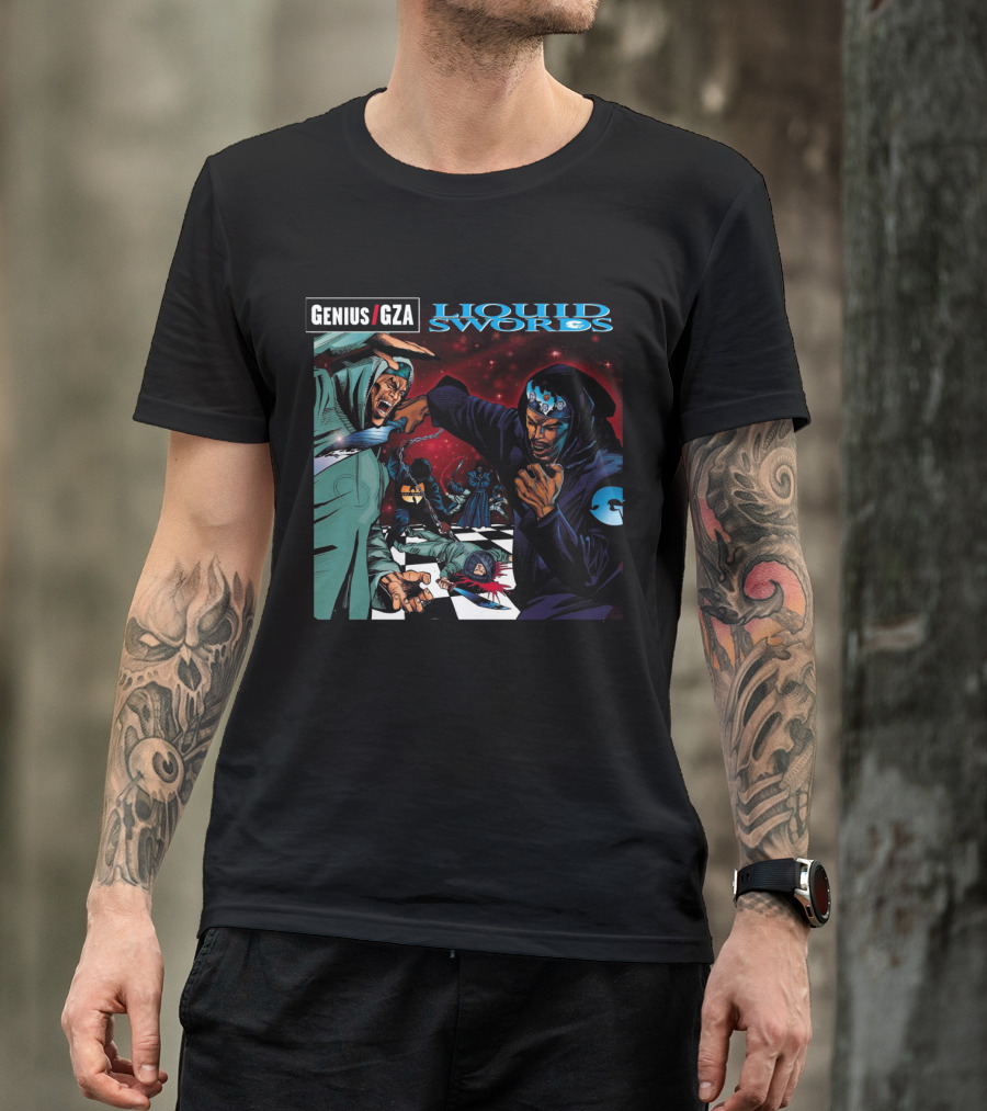 Genius Gza Liquid Swords 1995 Chess Battle Scene Warrior Confrontation T-Shirt