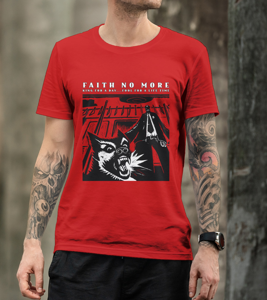 Faith No More King For A Day Fool For A Lifetime Graphic Black And White Dog Scene T-Shirt