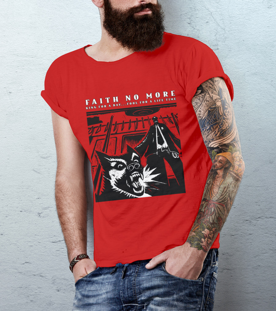 Faith No More King For A Day Fool For A Lifetime Graphic Black And White Dog Scene T-Shirt