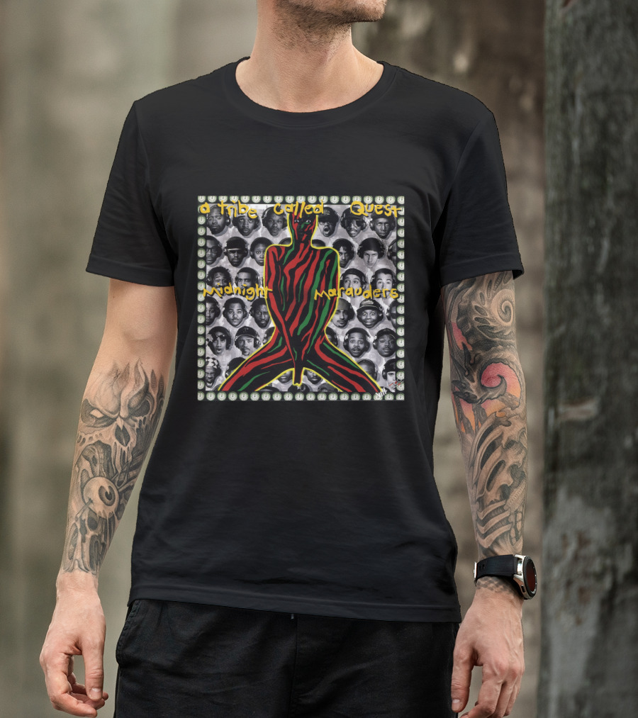 A Tribe Called Quest Midnight Marauders Stylized Figure And Black And White Portrait Collage T-Shirt