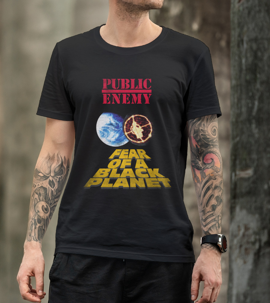 Public Enemy Fear Of A Black Planet Album Cover With Earth And Crosshair Symbol T-Shirt