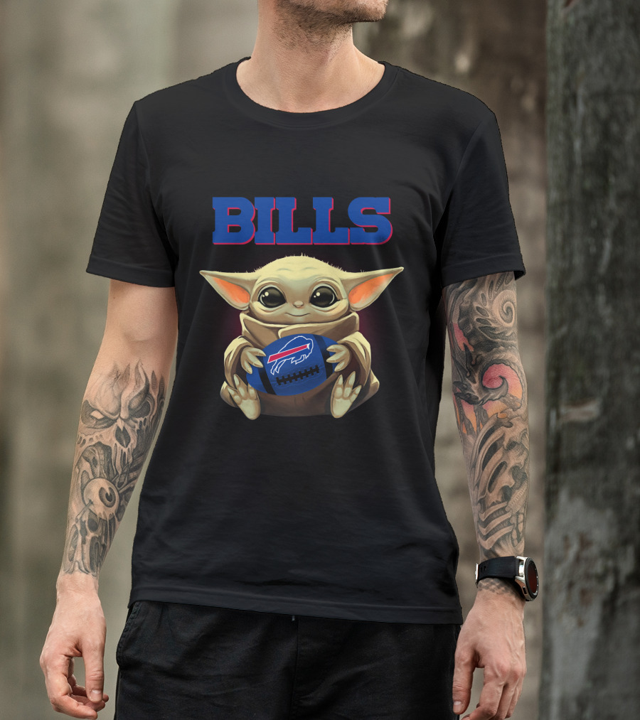 Bills Baby Yoda Football Buffalo Bills T-Shirt