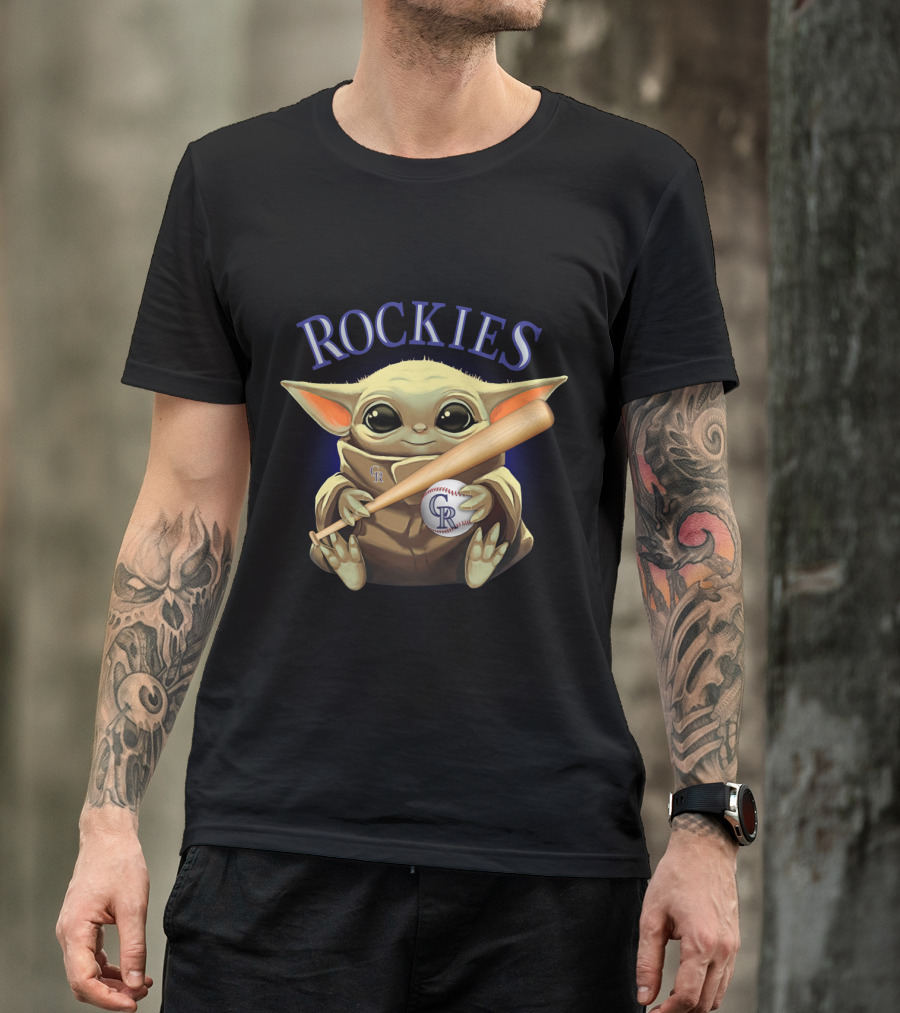 Rockies Baseball Alien Creature Holding Bat And Ball T-Shirt