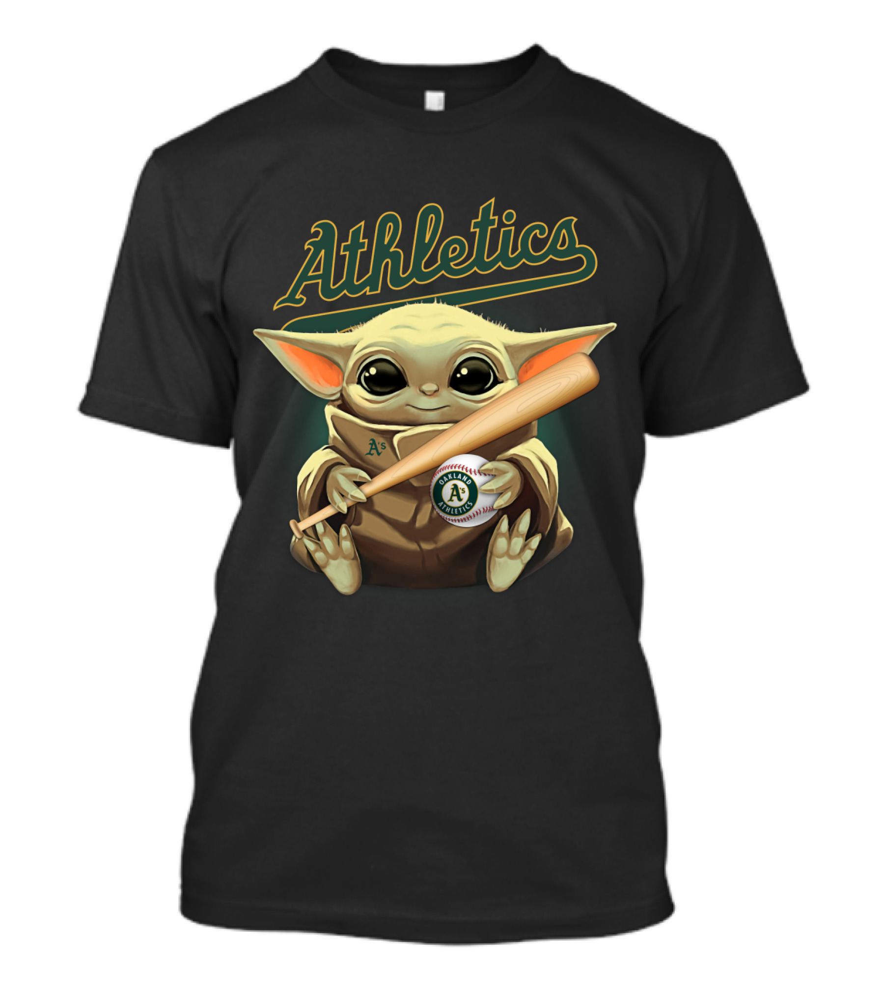 Athletics A's Baseball Baby Yoda Holding Bat And Ball T-Shirt