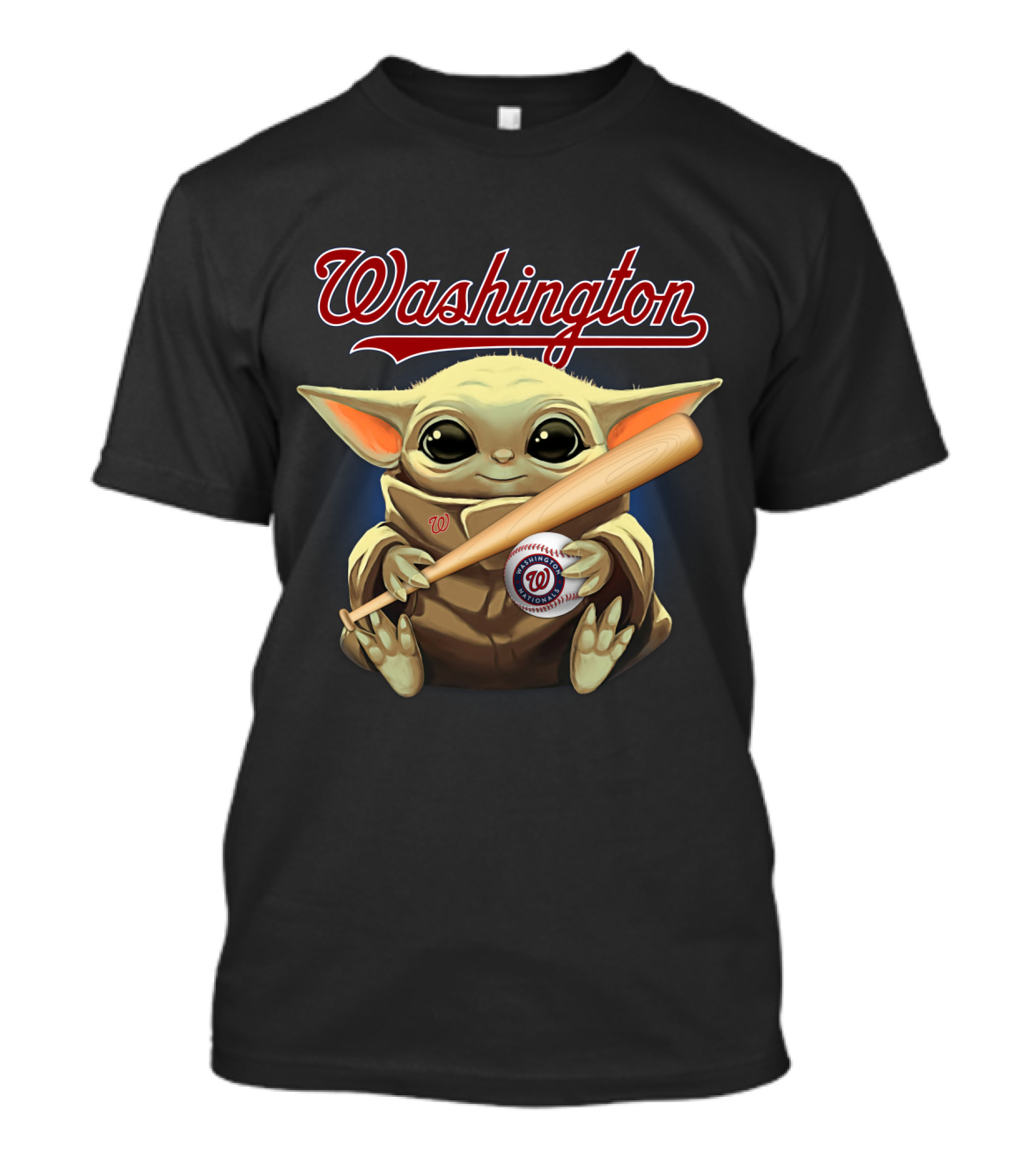 Washington Nationals Baby Yoda Baseball Bat And Ball T-Shirt