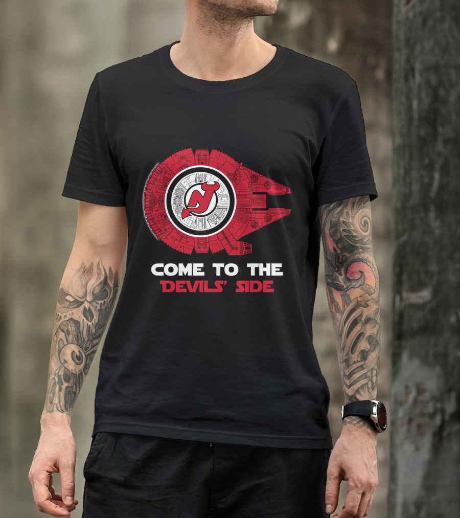 Come To The Devils' Side New Jersey Devils Millennium Falcon T-Shirt