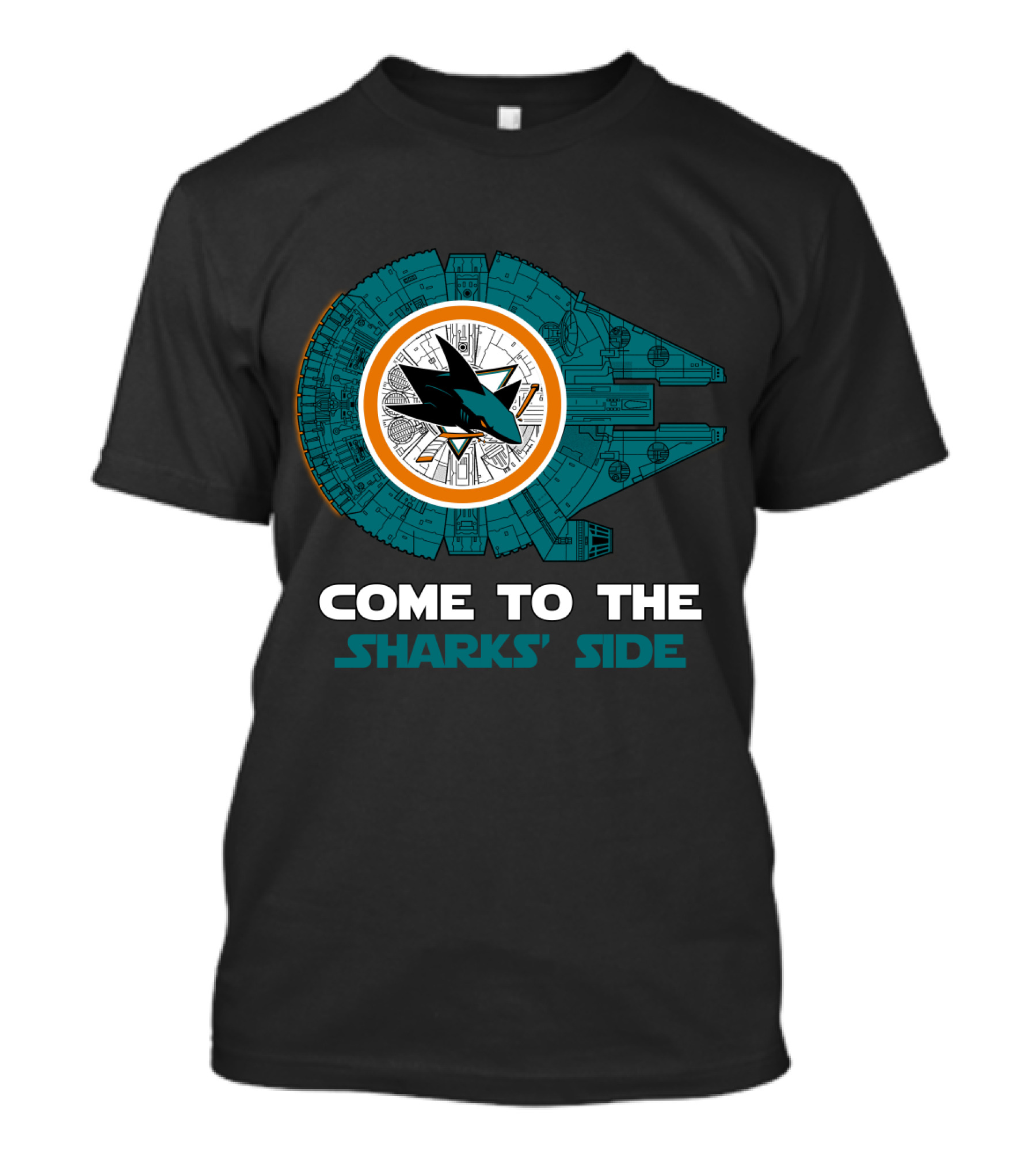 Come To The Sharks' Side San Jose Sharks Millennium Falcon T-Shirt
