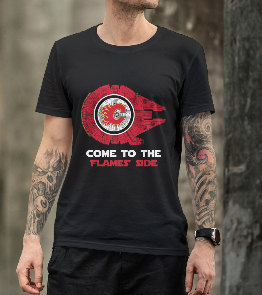 Calgary Flames Come To The Flames' Side Millennium Falcon T-Shirt