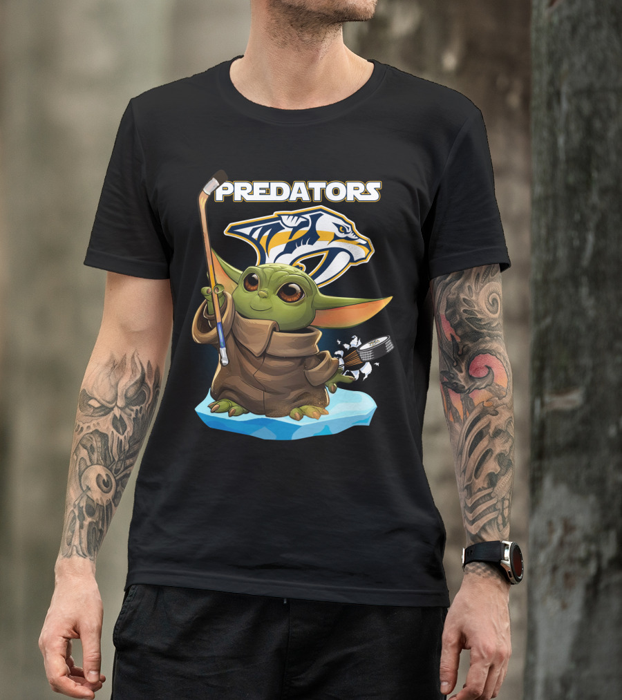 Nashville Predators Baby Yoda NHL Hockey Puck T-Shirt