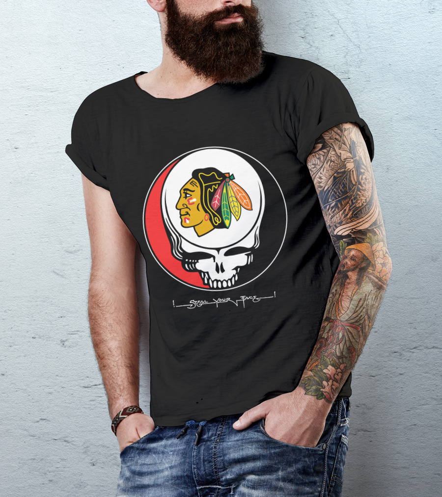 Chicago Blackhawks Steal Your Face Grateful Dead T-Shirt