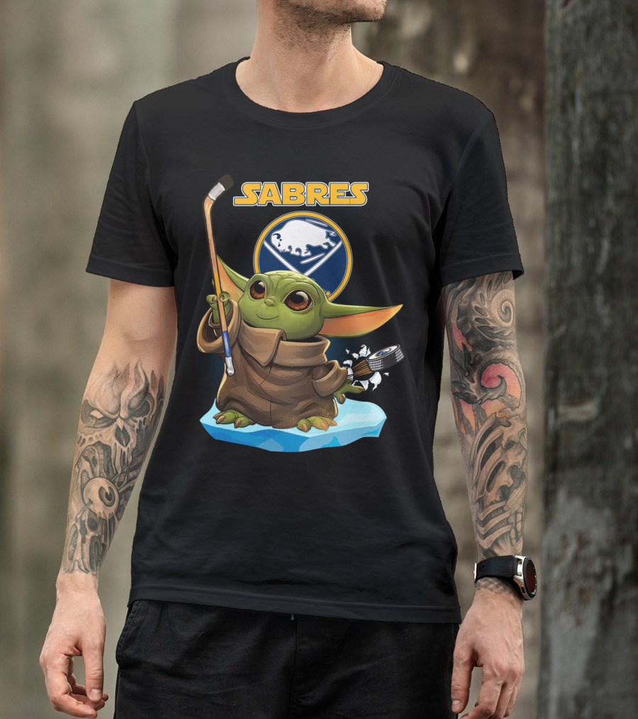 Sabres Baby Yoda Hockey Star Wars Crossover T-Shirt
