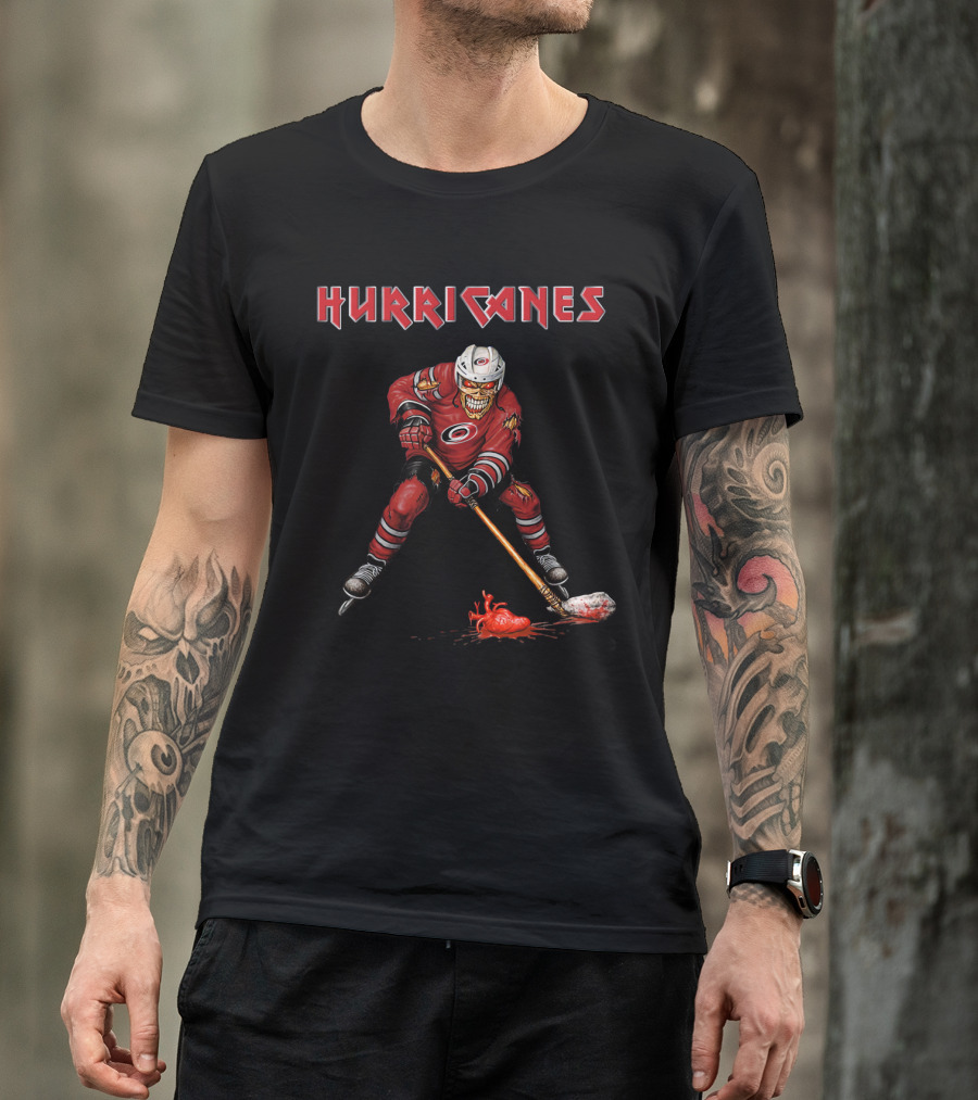 Hurricanes Hockey Skeleton Carolina Ice Horror T-Shirt
