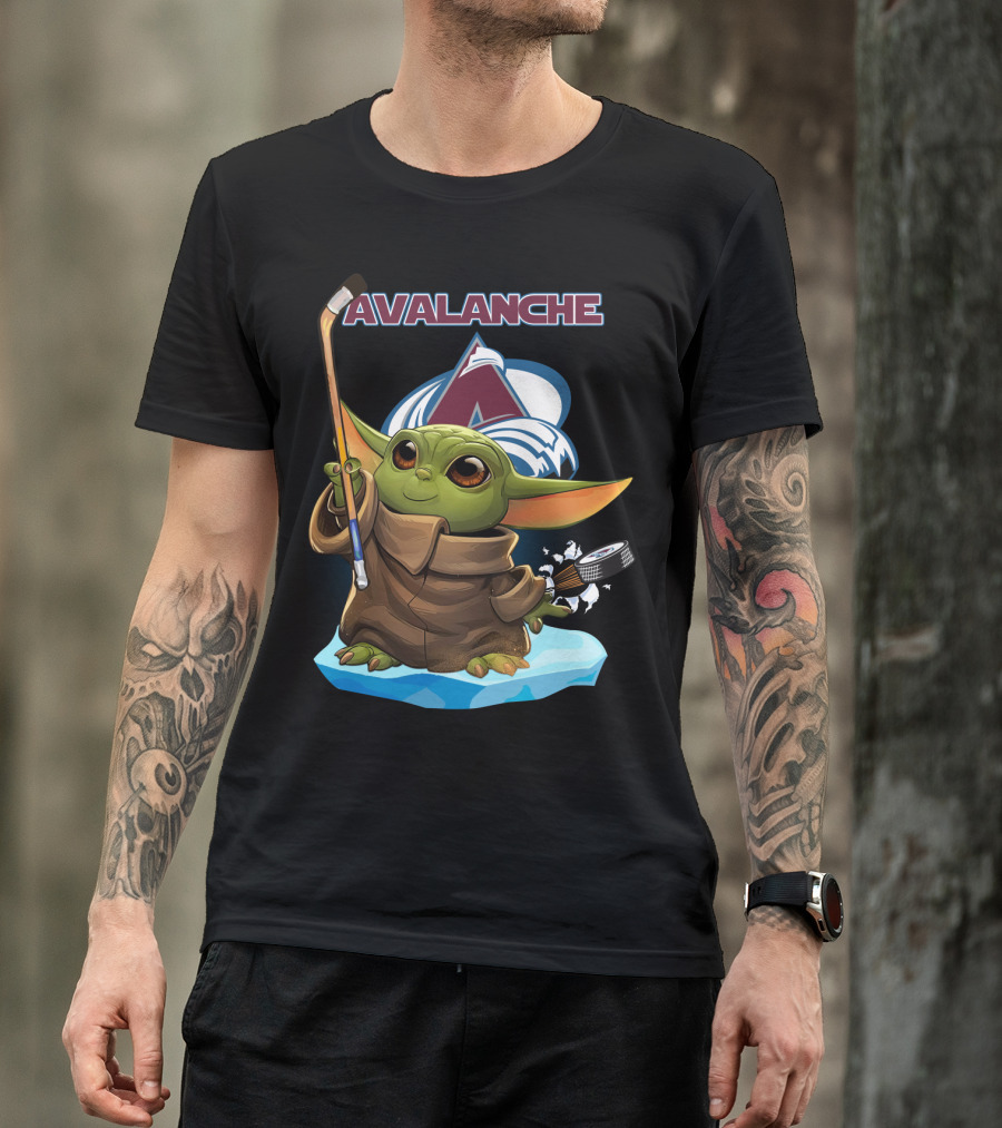 Baby Yoda Colorado Avalanche Hockey Jedi T-Shirt