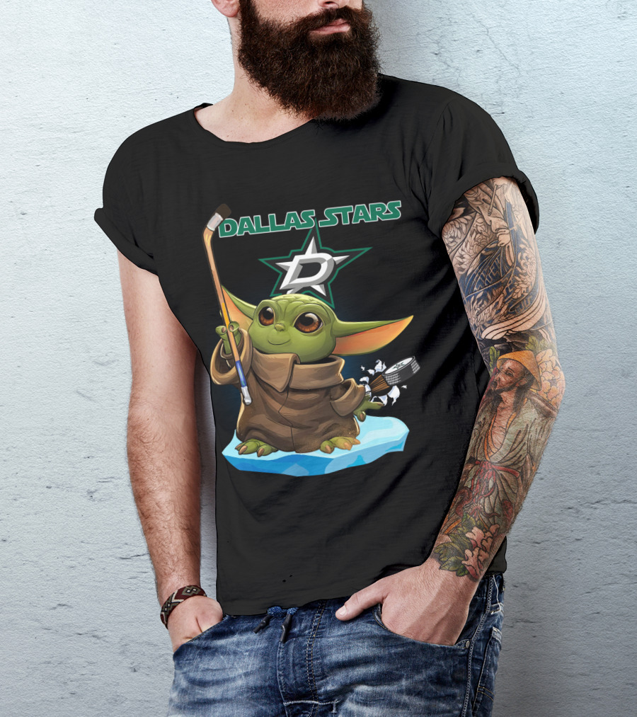 Baby Yoda Dallas Stars Hockey T-Shirt