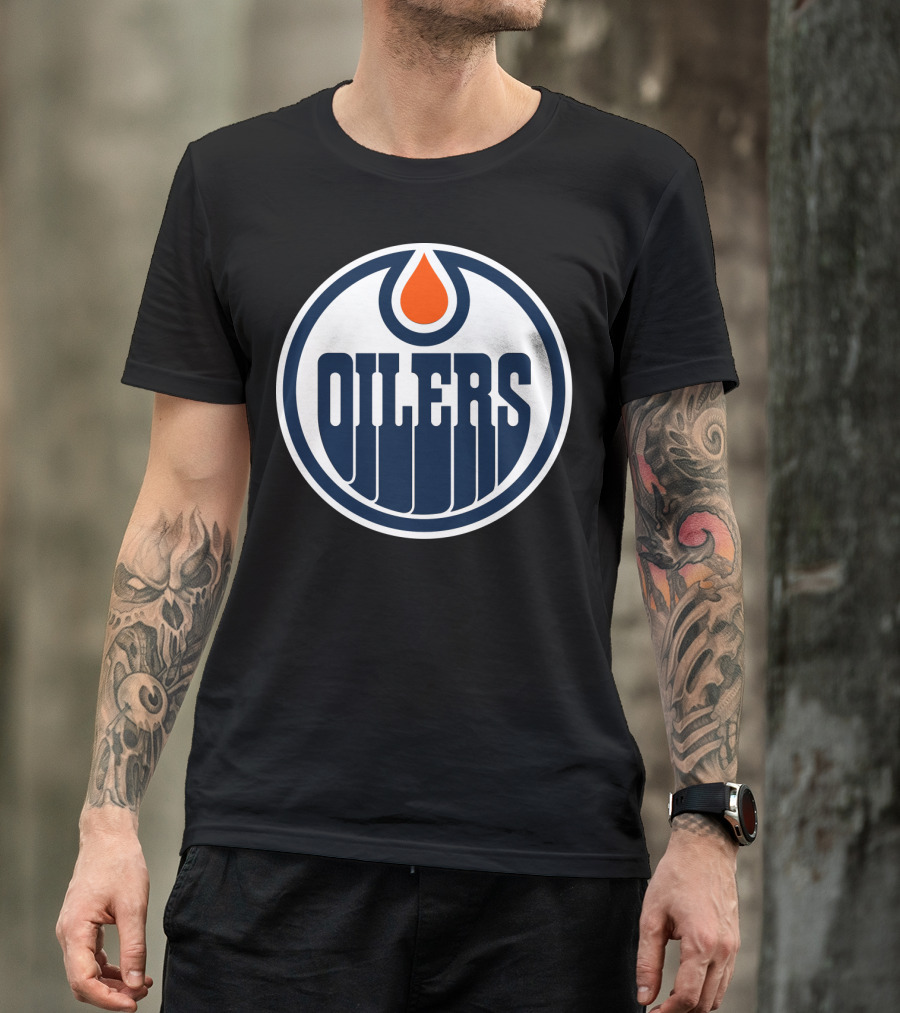 Edmonton Oilers Nhl Team Logo With Classic Oil Drop Symbol T-Shirt