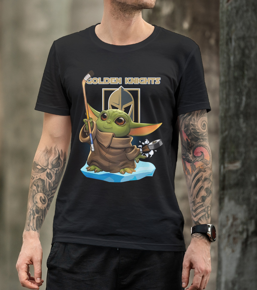Golden Knights Baby Yoda Hockey Ice Block T-Shirt