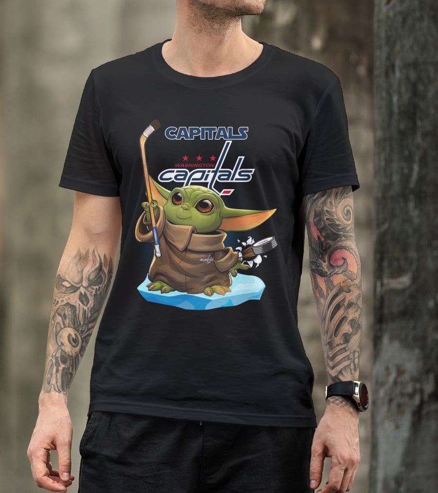 Capitals Baby Yoda Washington Capitals Hockey Star Wars Mashup T-Shirt