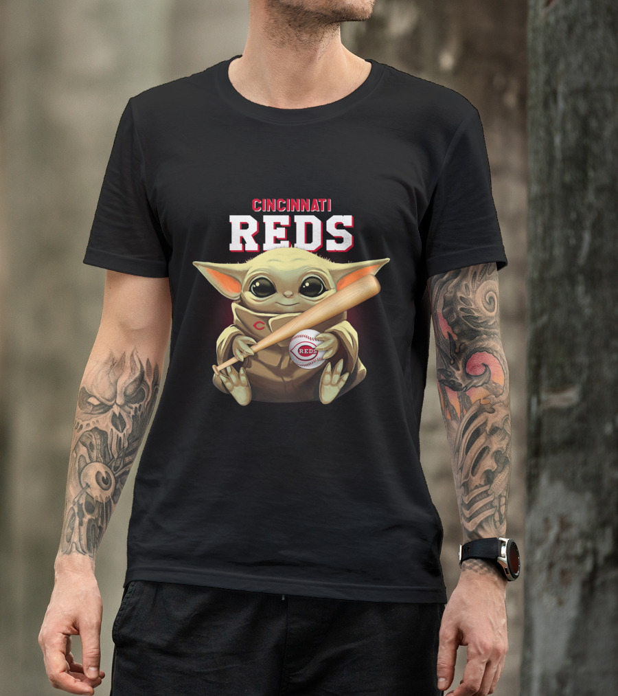 Cincinnati Reds Baby Yoda Baseball Bat And Ball T-Shirt