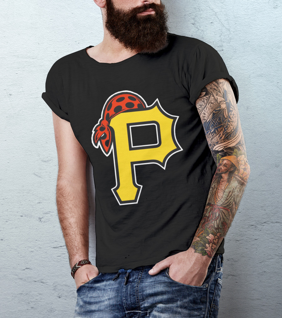 Pittsburgh Pirates Logo With Pirate Hat And Yellow P T-Shirt