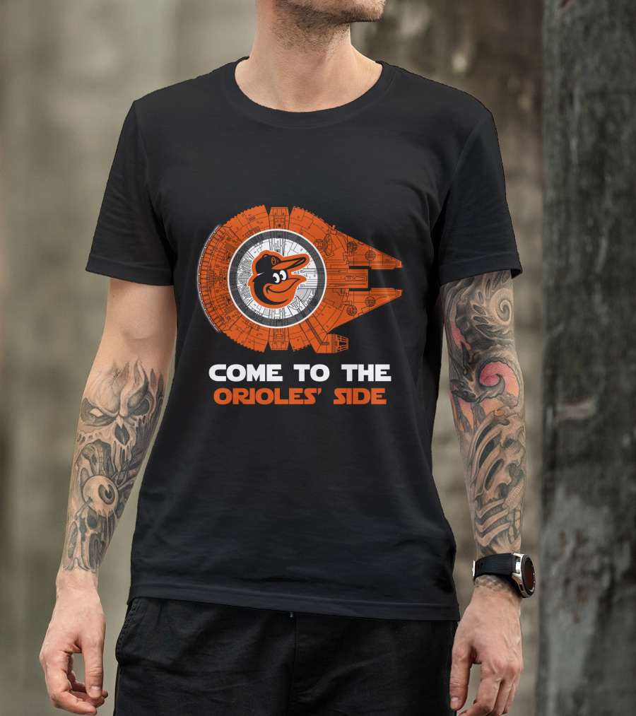 Come To The Orioles' Side Baltimore Orioles Millennium Falcon T-Shirt