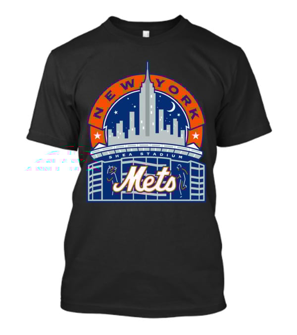 New York Mets Shea Stadium Skyline Moon Stars T-Shirt