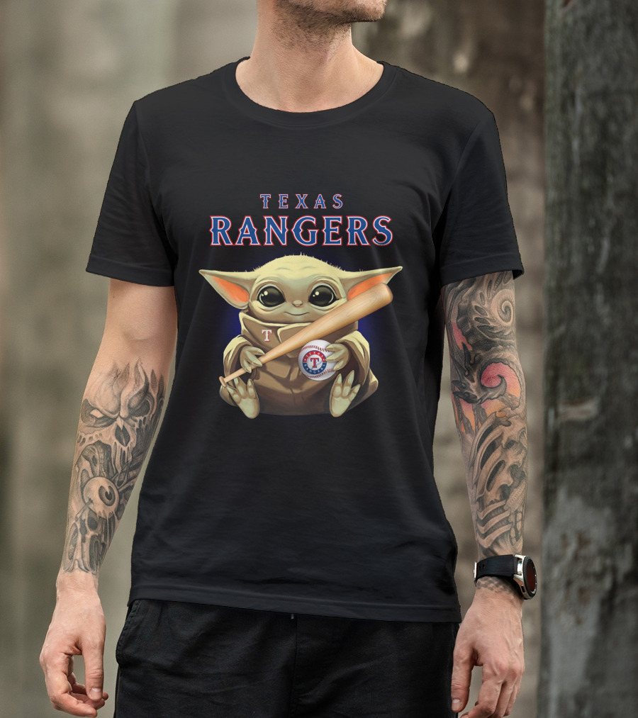 Texas Rangers Baseball Cute Green Alien With Bat And Ball T-Shirt