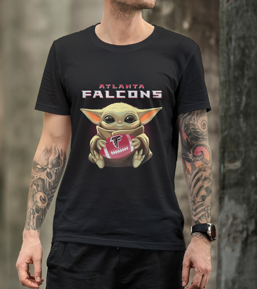 Atlanta Falcons Baby Yoda Holding Football Ball With Falcons T-Shirt