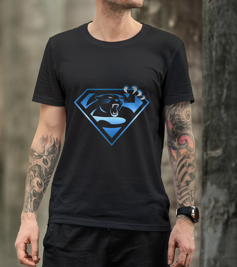 Carolina Panthers Superman Logo Combination T-Shirt