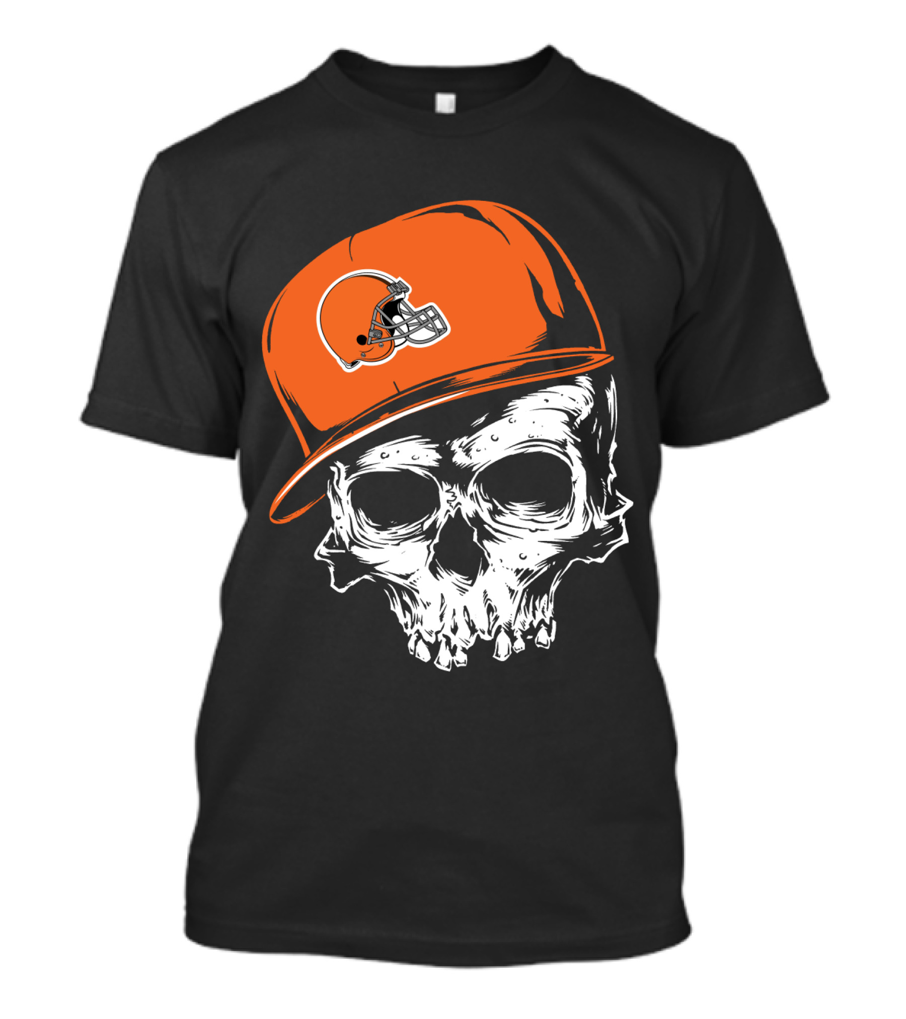 Cleveland Browns Skull With Helmet Cap T-Shirt