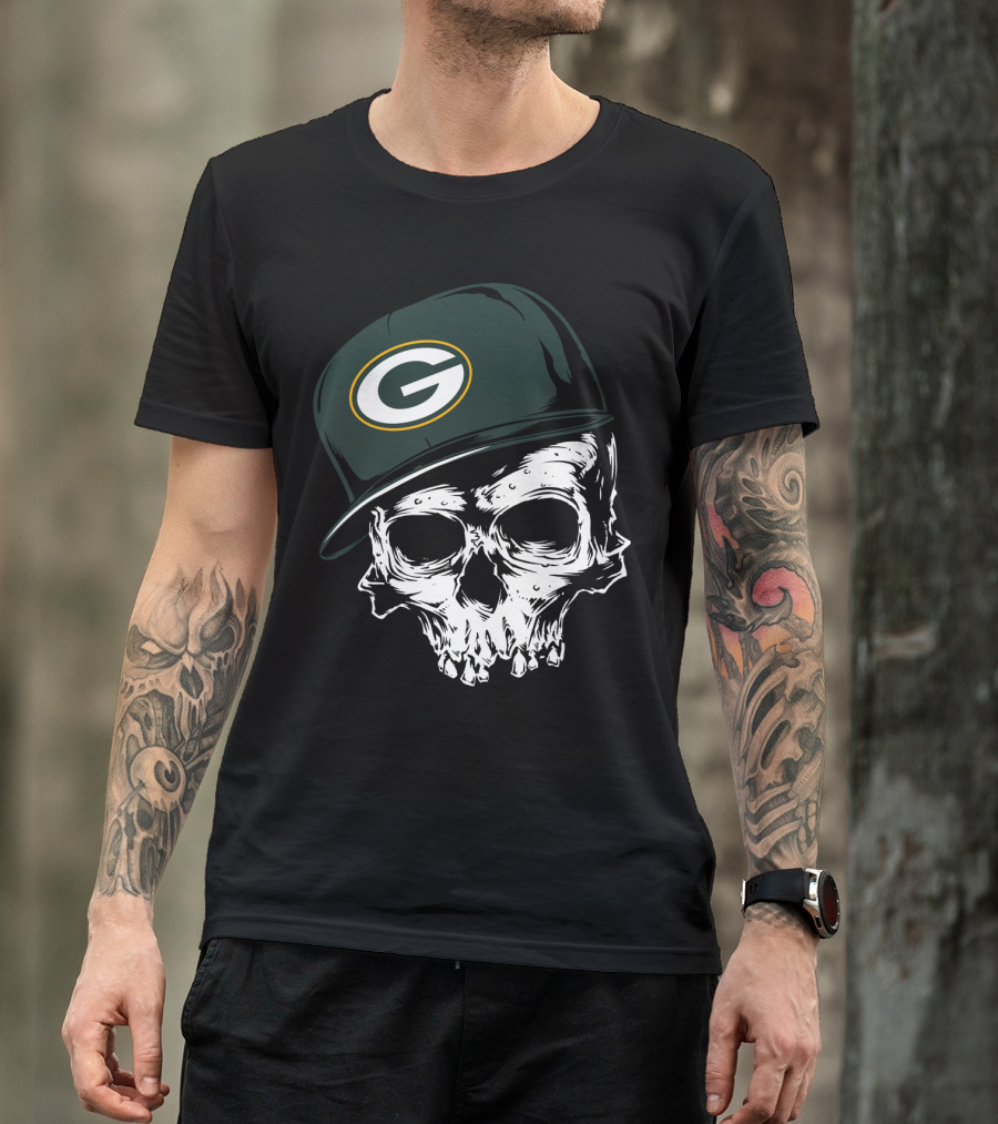 Green Bay Packers Skull Cap T-Shirt