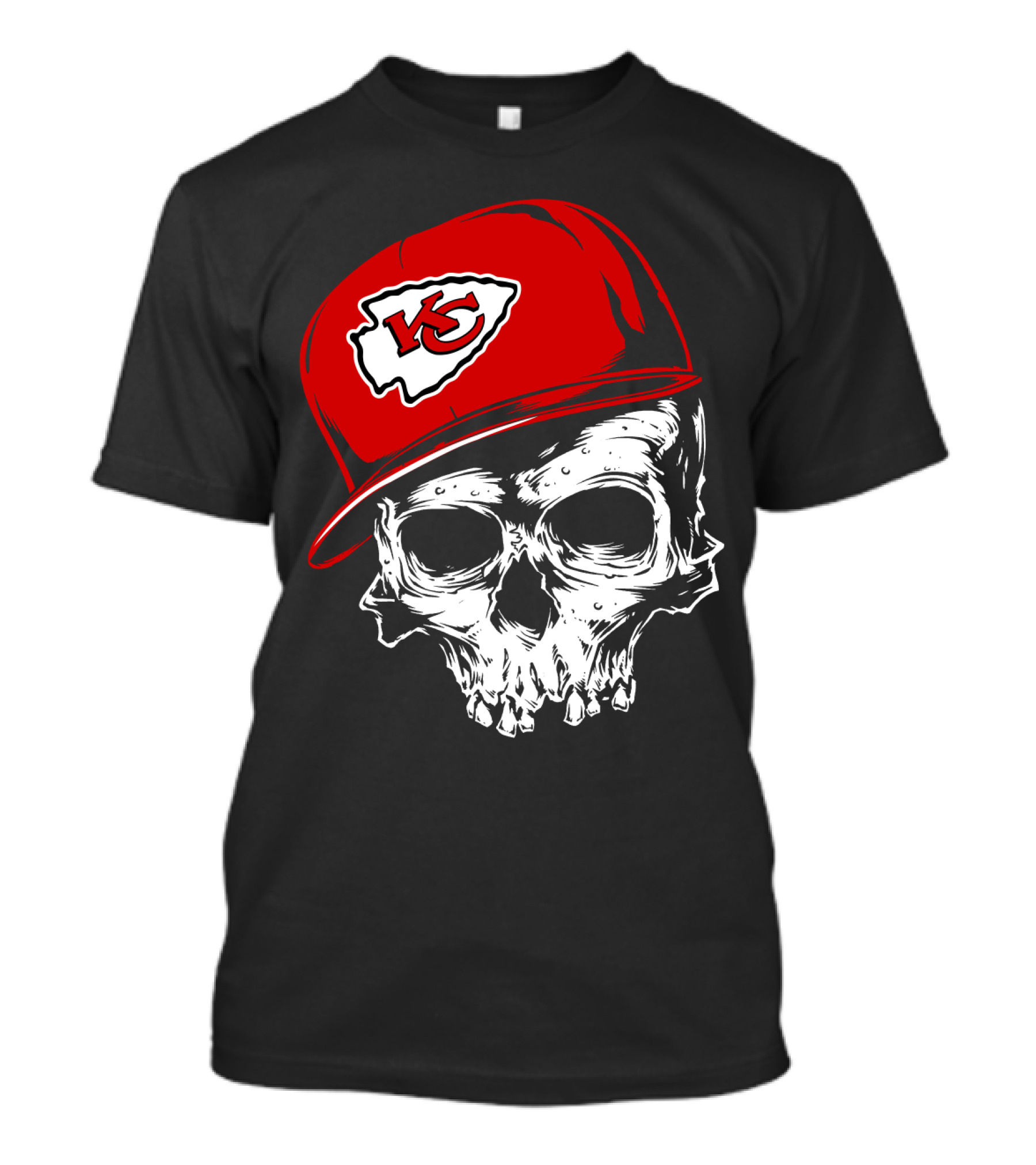 Kansas City Chiefs Skull With Red Cap T-Shirt