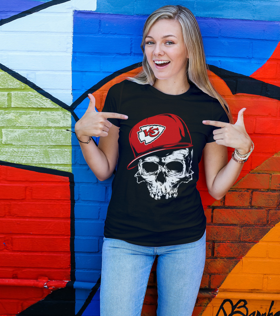 Kansas City Chiefs Skull With Red Cap T-Shirt
