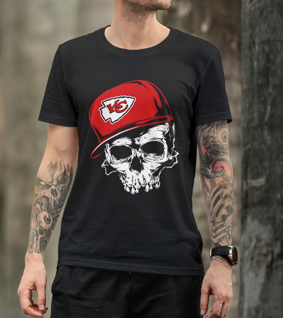 Kansas City Chiefs Skull With Red Cap T-Shirt