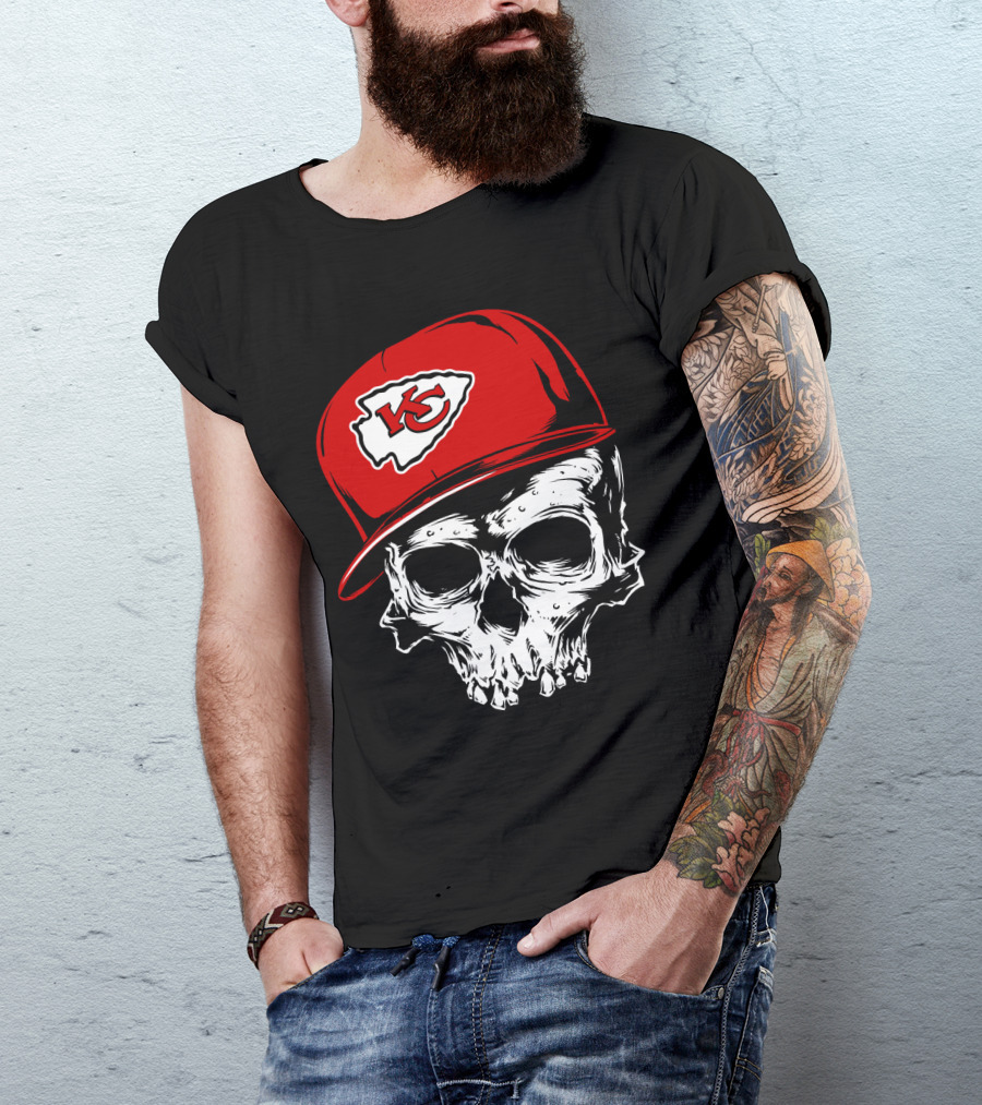 Kansas City Chiefs Skull With Red Cap T-Shirt