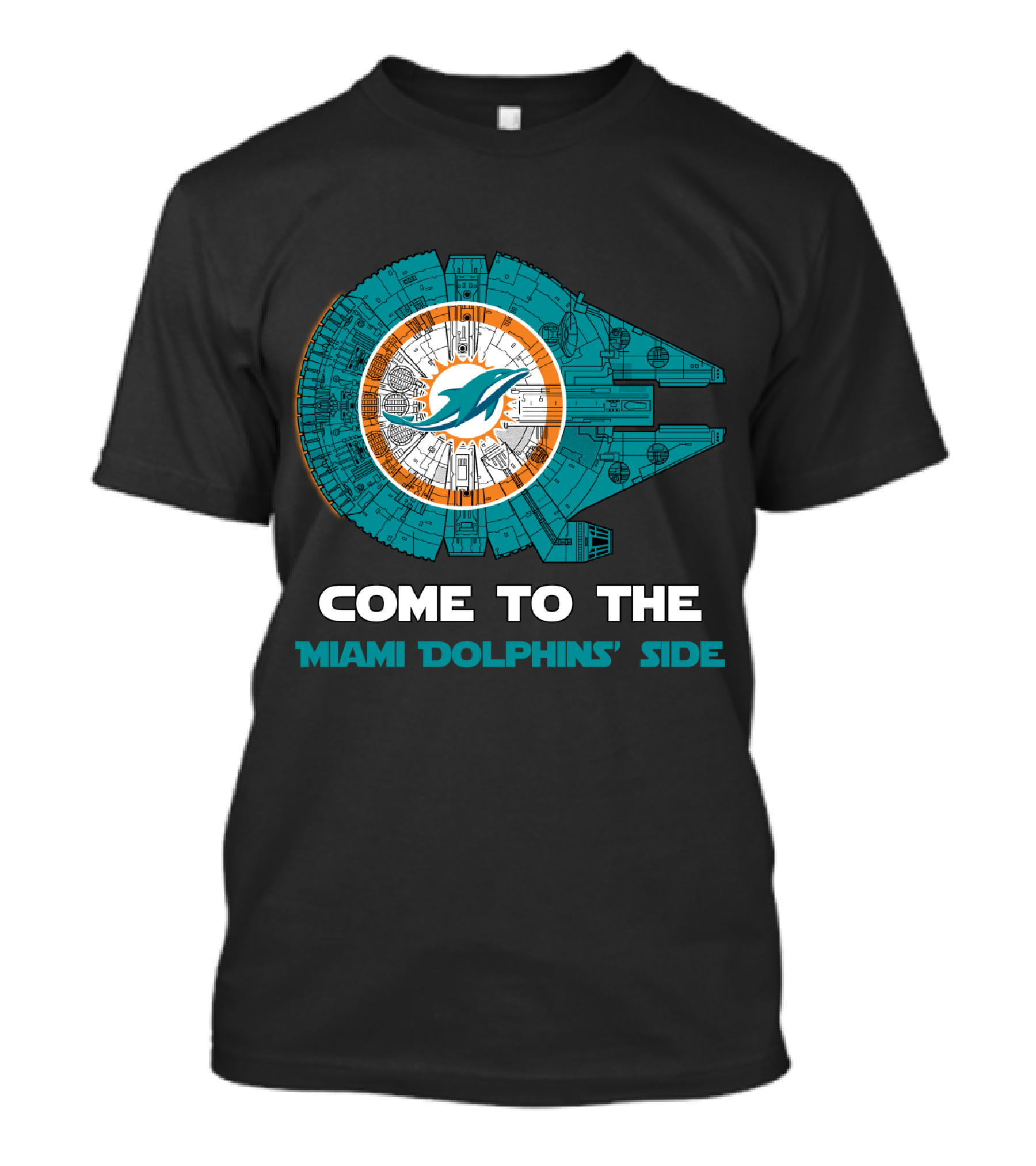 Miami Dolphins Come To The Dolphins' Side Millennium Falcon T-Shirt