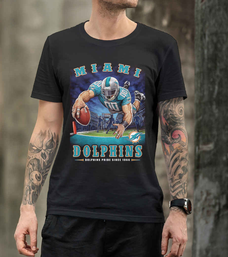 Miami Dolphins Pride Since 1966 Touchdown End Zone Nfl T-Shirt