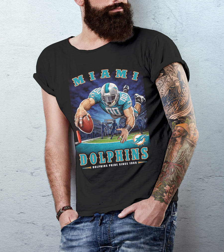 Miami Dolphins Pride Since 1966 Touchdown End Zone Nfl T-Shirt