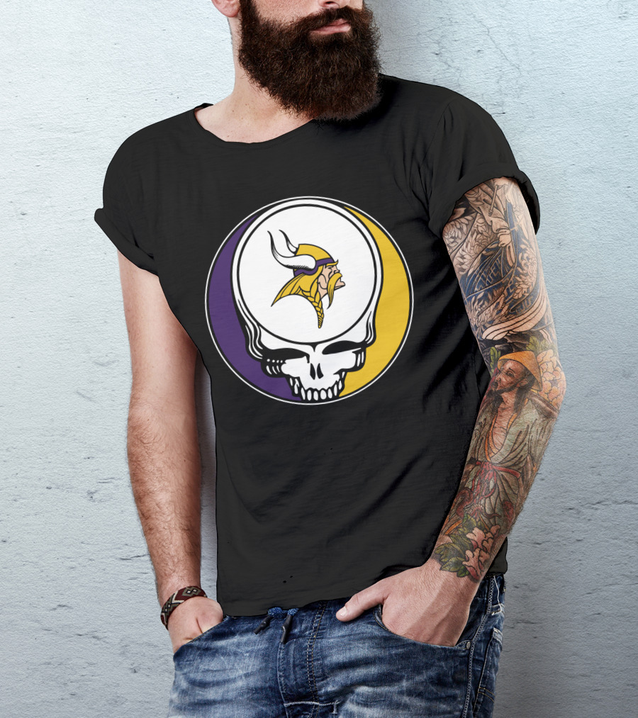 GRATEFUL DEAD Vikings Logo Skull Helmet T-Shirt