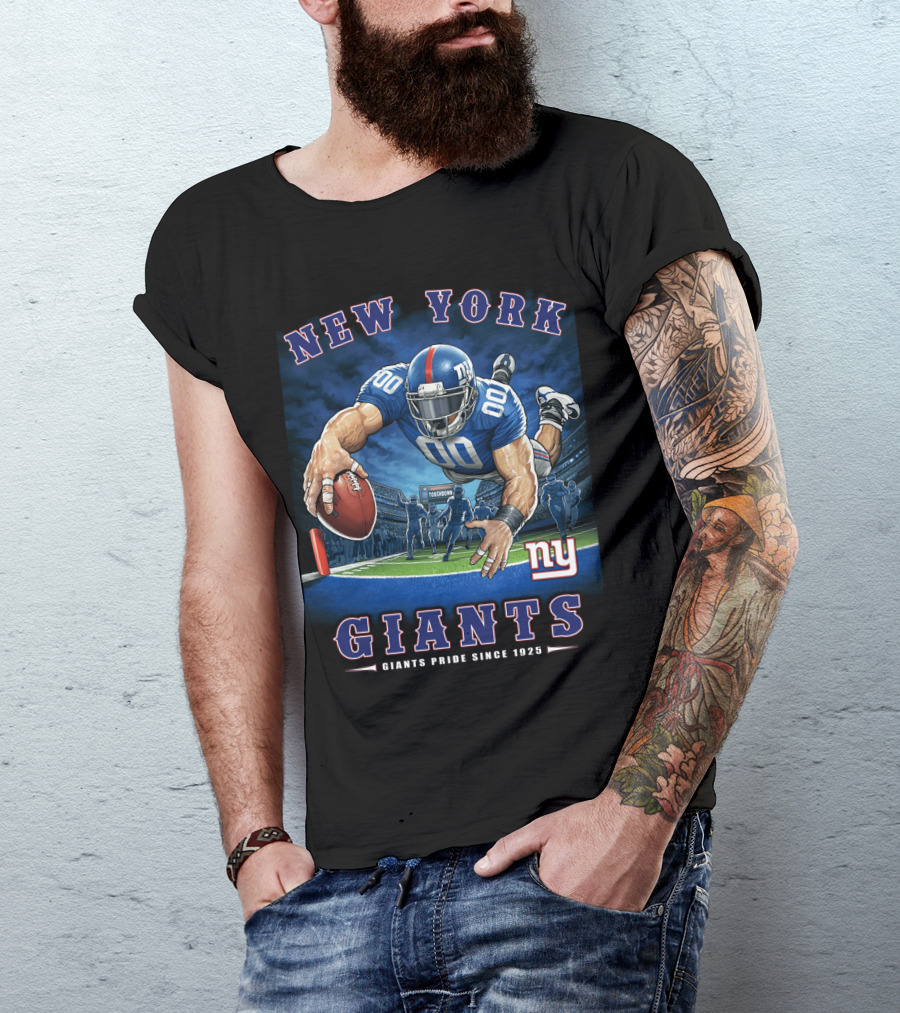 New York Giants Pride Since 1925 End Zone Nfl Tocobowl Football Player T-Shirt