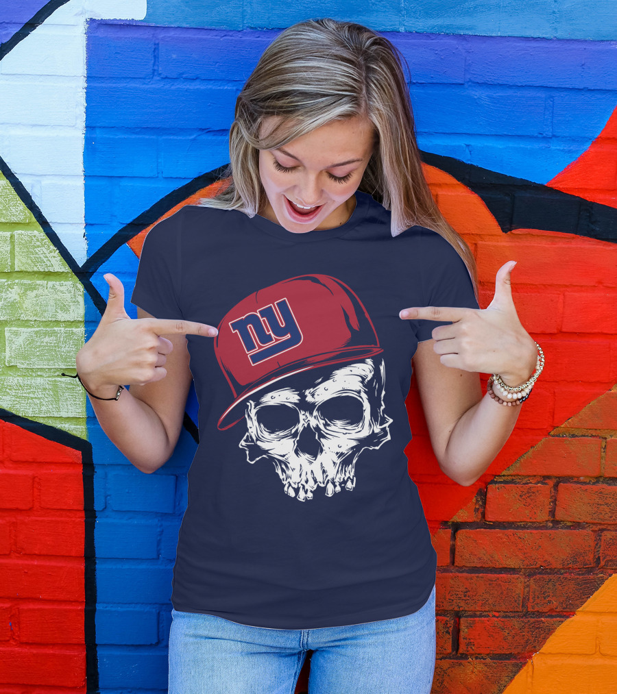 New York Giants Ny Skull Cap Red T-Shirt