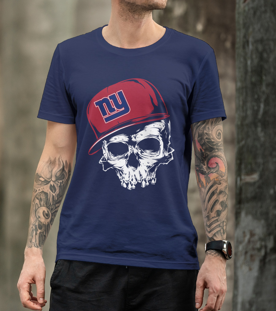 New York Giants Ny Skull Cap Red T-Shirt