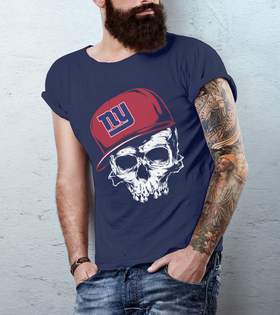 New York Giants Ny Skull Cap Red T-Shirt