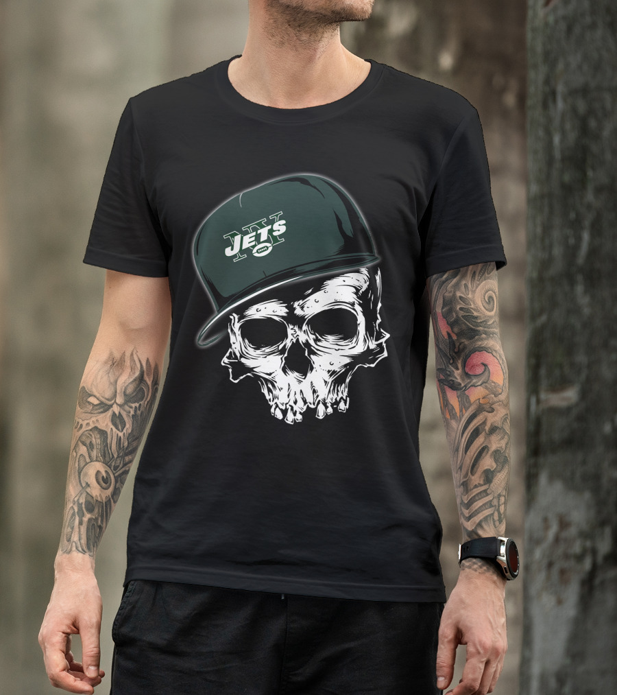New York Jets Skull With Cap T-Shirt