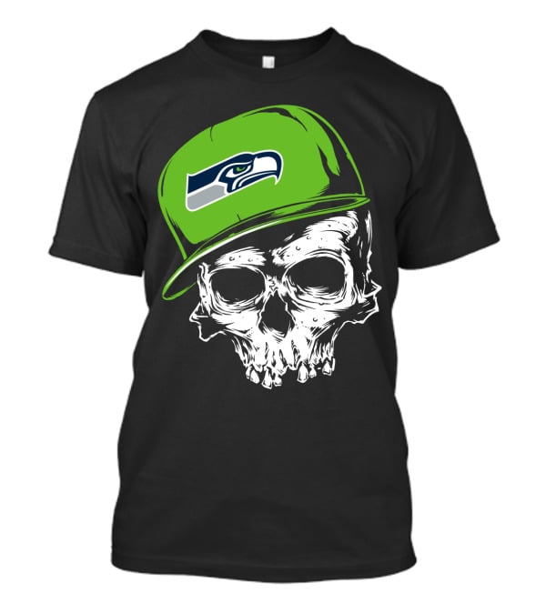 Seattle Seahawks Skull With Green Hat T-Shirt